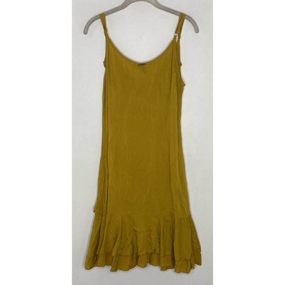 Skemo Basics Flamneco Mustard Yellow Sleeveless Ruffle Dress Size Small New - Picture 7 of 7